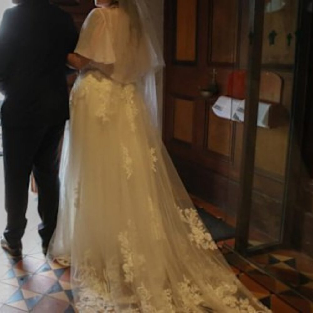 VNeck Lace ALine Wedding Dress